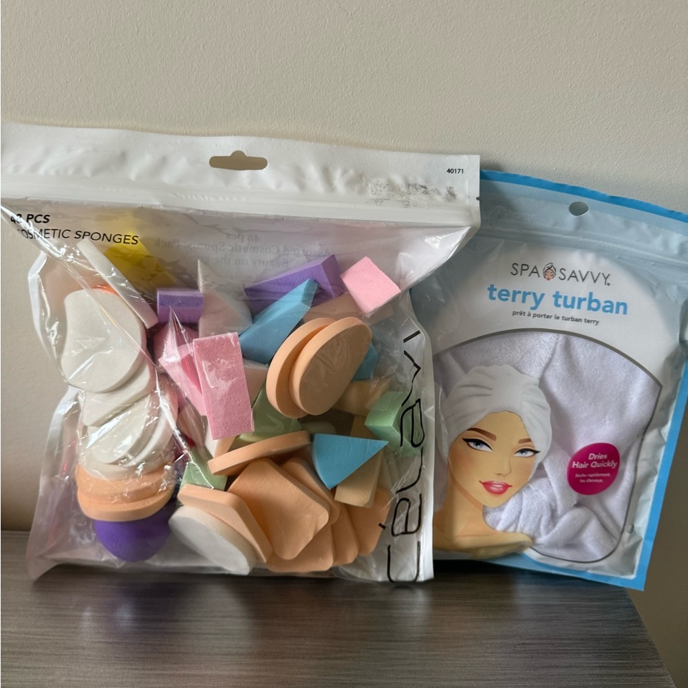 Facial Sponges and Hair Wrap
